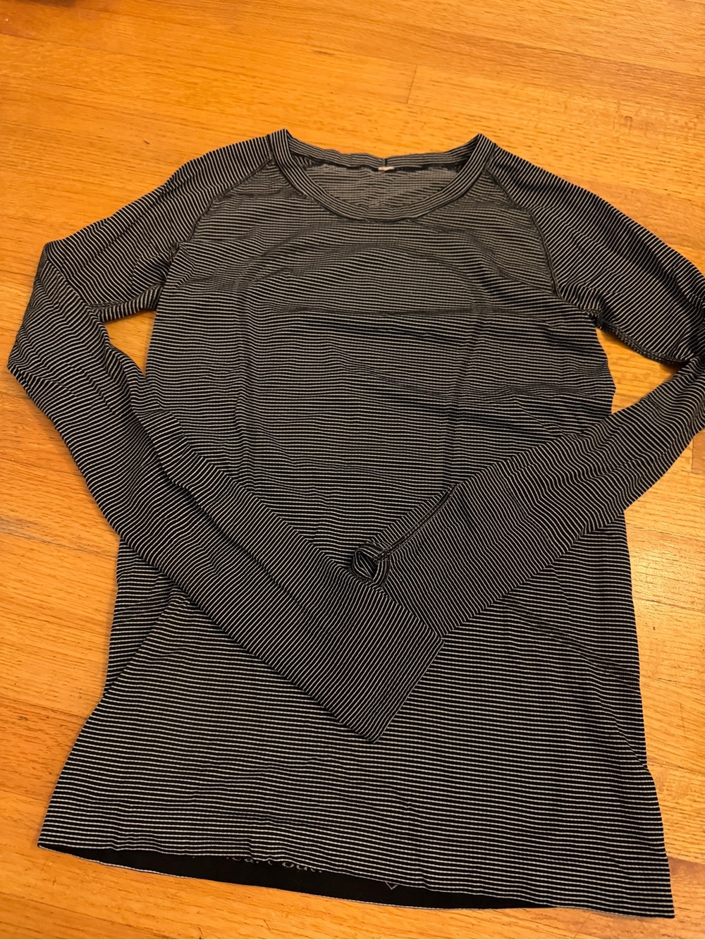 lululemon athletica Black and White Micro-Stripe Long Sleeve Top